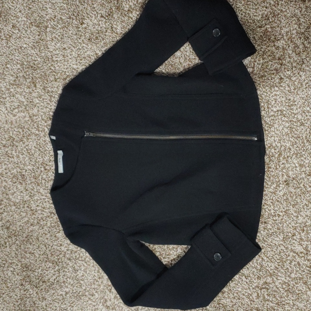 Vince Women's Black Asymmetrical Moto Jacket Size 12